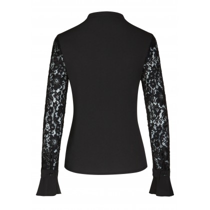 Bezaubernde Spitzenbluse MIA mit Schluppe und Volantsdetails /