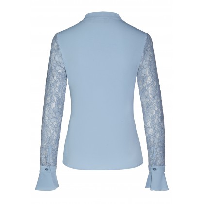 Bezaubernde Spitzenbluse MIA mit Schluppe und Volantsdetails /