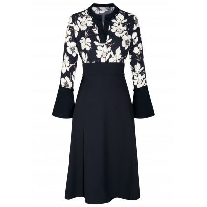 Elegantes Kleid CHARLOTTE mit stilvollem Blumenmuster /