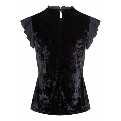 Elegantes Samttop ALINA mit zarten Volantsdetails /