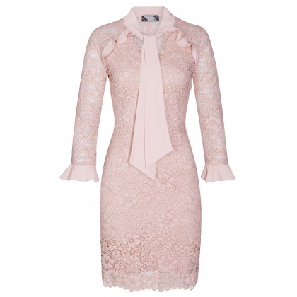 Bezauberndes Spitzenkleid SARAH mit Schluppe und Volantsdetails /