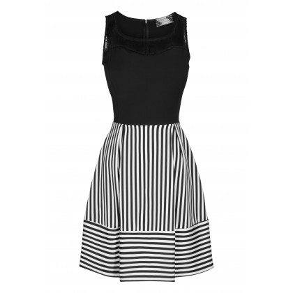 Elegantes Kleid THERESA mit stilvollem Streifen-Dessin /