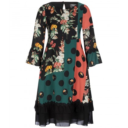 NICOWA - Stilvolles Minikleid ONILLA mit Mustermix /