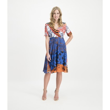 Gemustertes Kleid LELEWA in Wickeloptik /