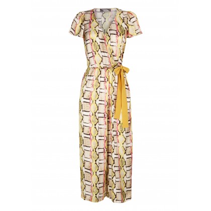 Gemusterter Jumpsuit WIDES mit Wickeloptik /