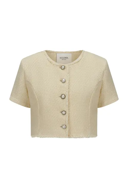 Nicowa Cropped Bouclé blazer - BIANCIWO in CREAMarticle number NC9A12605011E-072