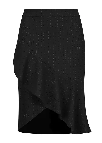 Nicowa Pinstripe twill flounce Skirt - LOWIANA in BLACK PINSTRIPEarticle number NC9A24005019E-002