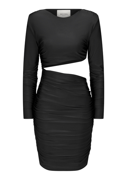 Drapiertes Minikleid- OCAWI MINI, BLACK Frontansicht