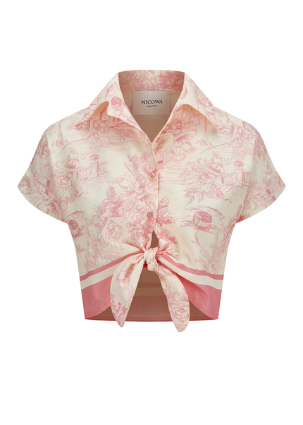 Shirt with toile de Jouy print - PLICALO, ROSE Frontansicht