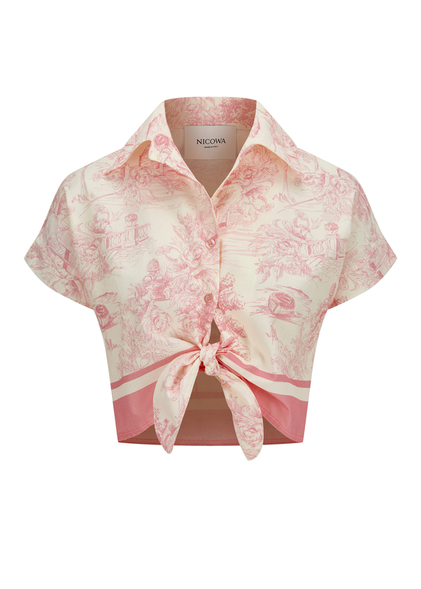 Shirt with toile de Jouy print - PLICALO, ROSE Frontansicht