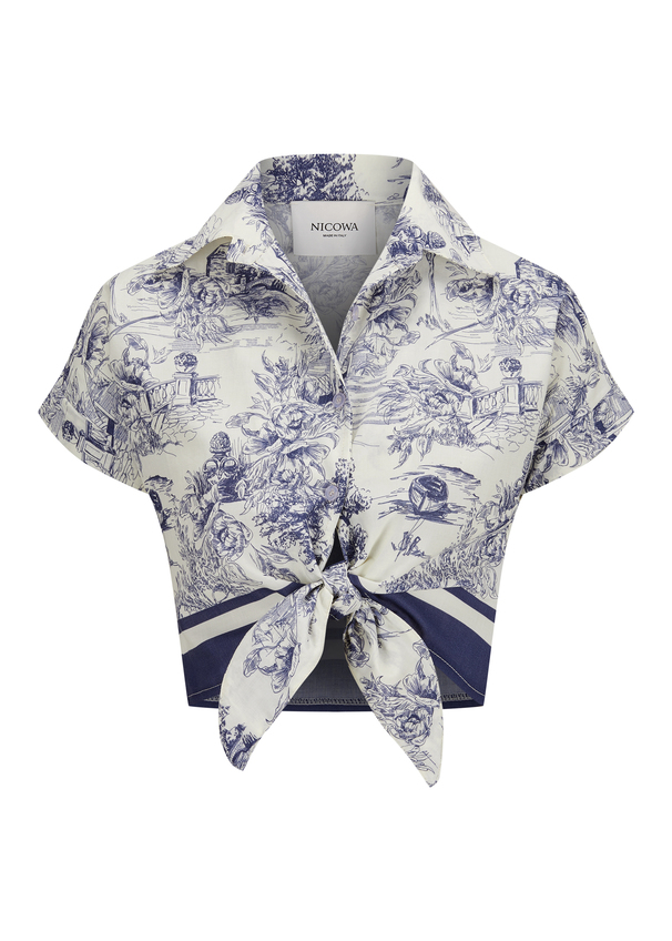 Shirt with toile de Jouy print - PLICALO, BLUE Frontansicht