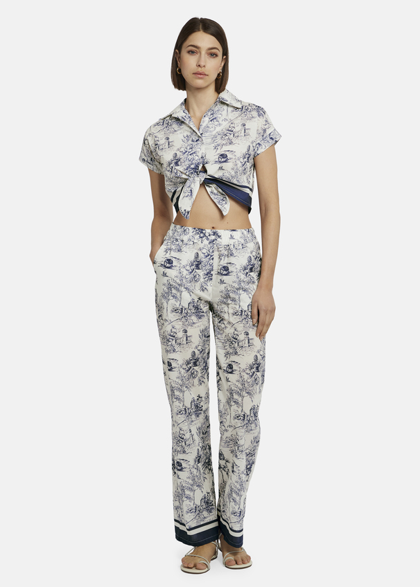 Shirt with toile de Jouy print - PLICALO, BLUE Rückansicht