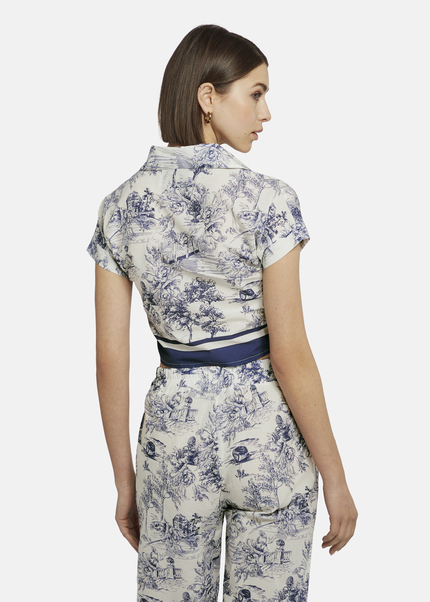 Shirt with toile de Jouy print - PLICALO, BLUE Detailansicht 1