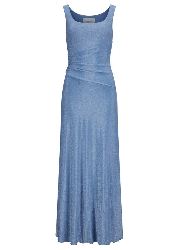Elegant evening gown in lamé jersey - EDIONI, BLUE Frontansicht