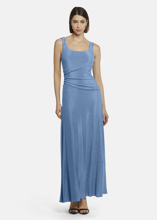 Elegant evening gown in lamé jersey - EDIONI, BLUE Rückansicht