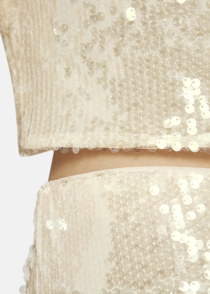 Maxirock mit Slitz aus Paillettenstoff - SILOWA, White 