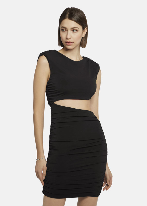 Jersey-Mini-Kleid mit Schulterpolstern - ADOWIA, Black Detailansicht 2