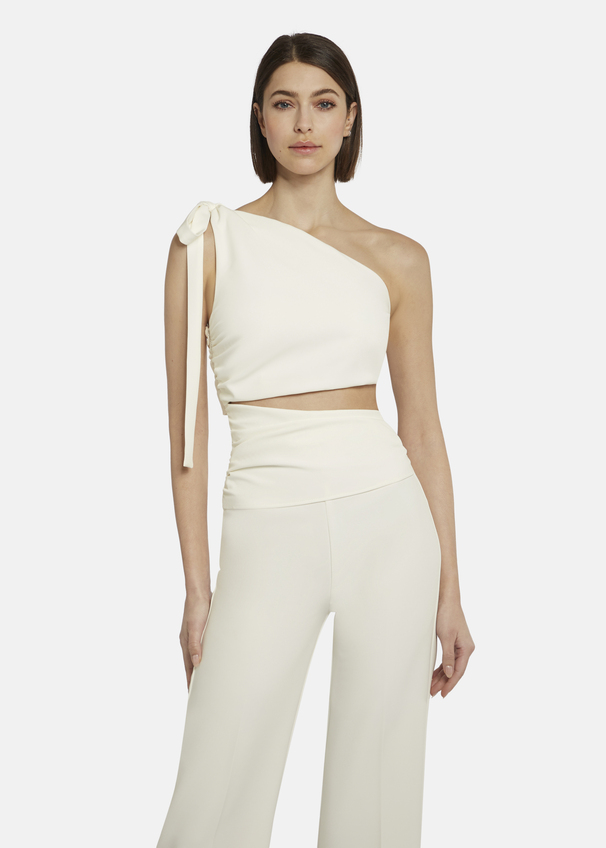 Asymmetrical jumpsuit with shoulder tie - AMOLIWA, White Detailansicht 2