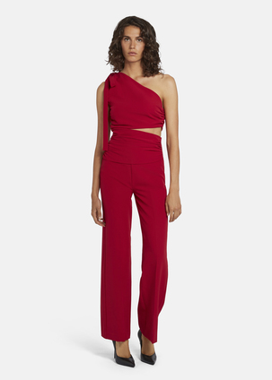 Asymmetrical jumpsuit with shoulder tie - AMOLIWA