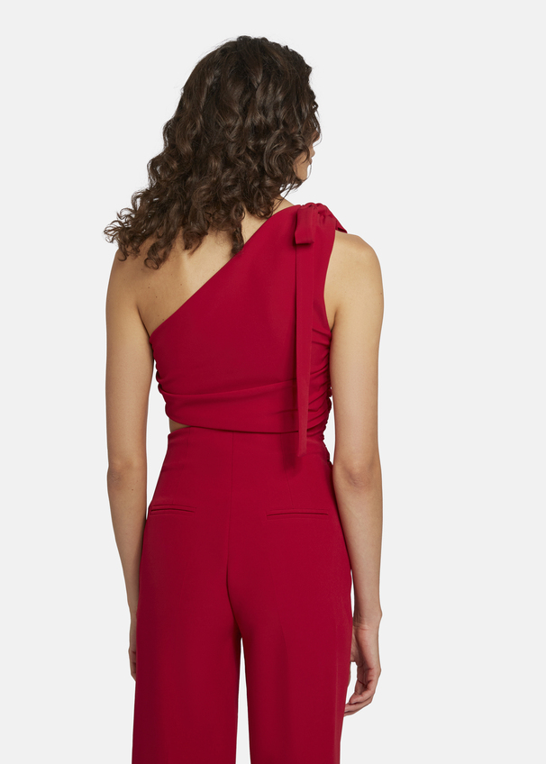 Asymmetrical jumpsuit with shoulder tie - AMOLIWA, Red Detailansicht 1