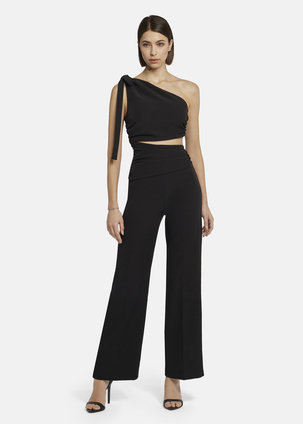 Asymmetrical jumpsuit with shoulder tie - AMOLIWA